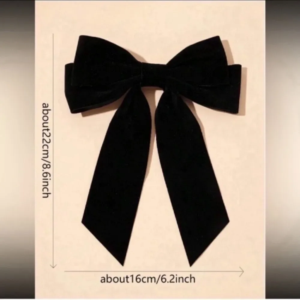 2 pcs Elegant Black Velvet Hair Bow